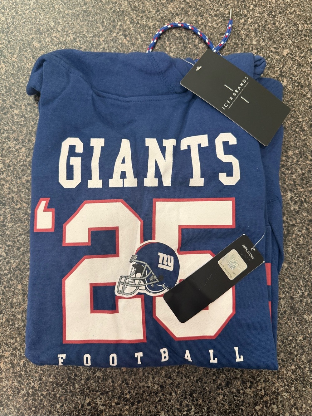 New York Giants '25 Blue White Football Hoodie NFL Adult Large NWT